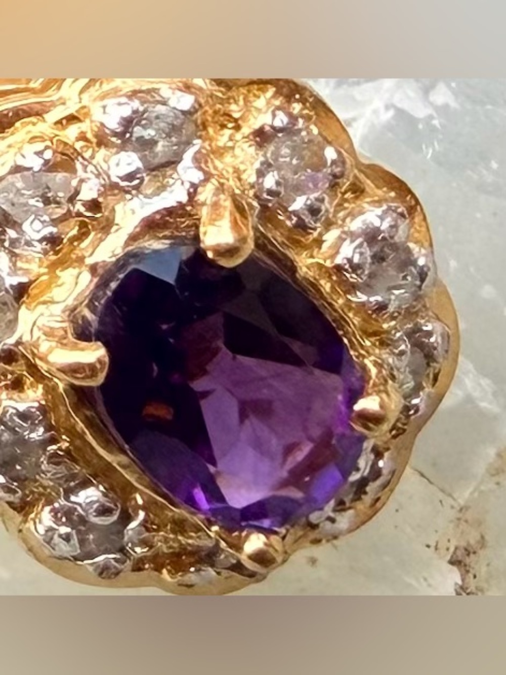 Amethyst & Diamond Earrings 18K Gold Over Sterling Silver 1.90 CTW - Picture 11 of 13